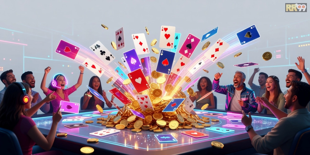 Khái niệm game bài nổ hũ rr99 với hình ảnh minh họa cơ chế chơi hấp dẫn