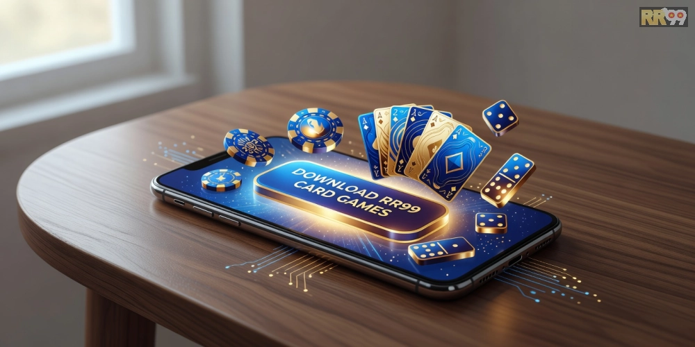 Hình minh họa khái niệm tải game bài rr99 với giao diện app hiện đại và an toàn