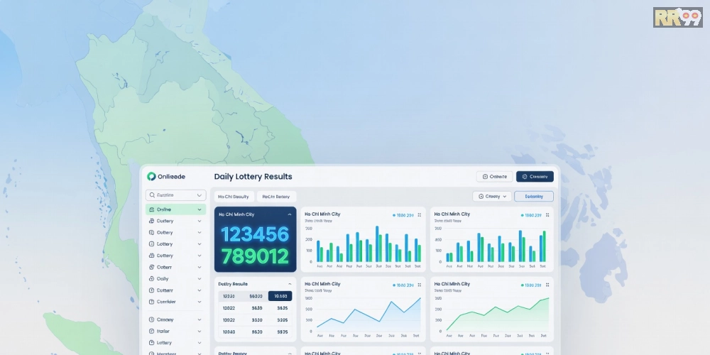 Minh họa giao diện nền tảng xổ số miền Nam trên rr99 với kết quả cập nhật realtime