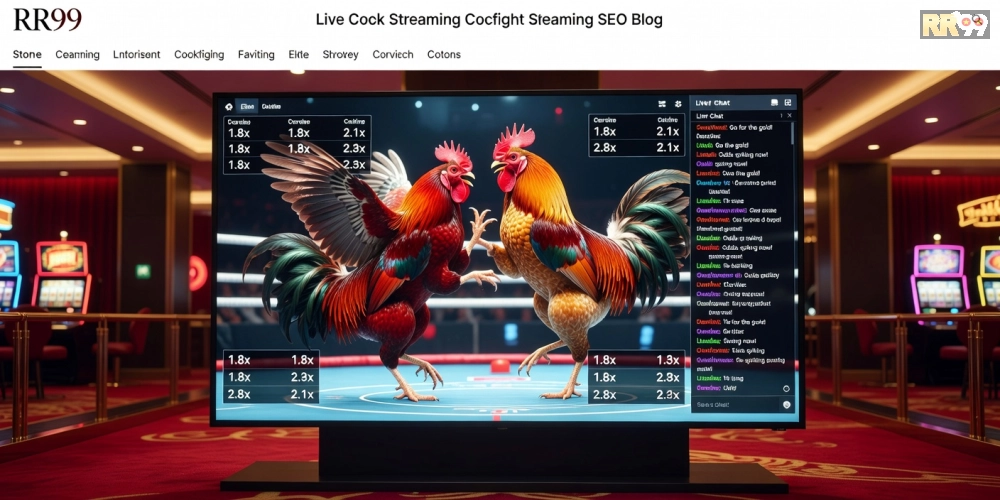 Minh họa giao diện xem đá gà trực tiếp tại casino RR99 với chất lượng hình ảnh sắc nét
